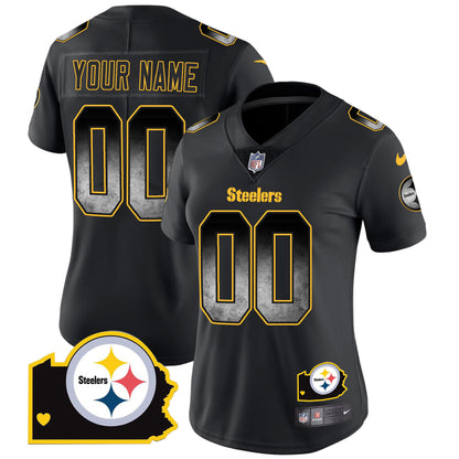 Steelers Arch Smoke Home Patch Vapor Custom Jersey - All Stitched