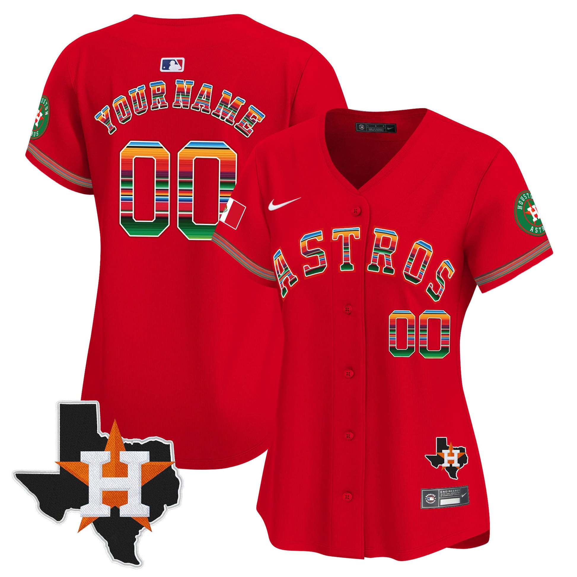 Astros Mexico Texas Patch Vapor Premier Limited Custom Jersey - All Stitched