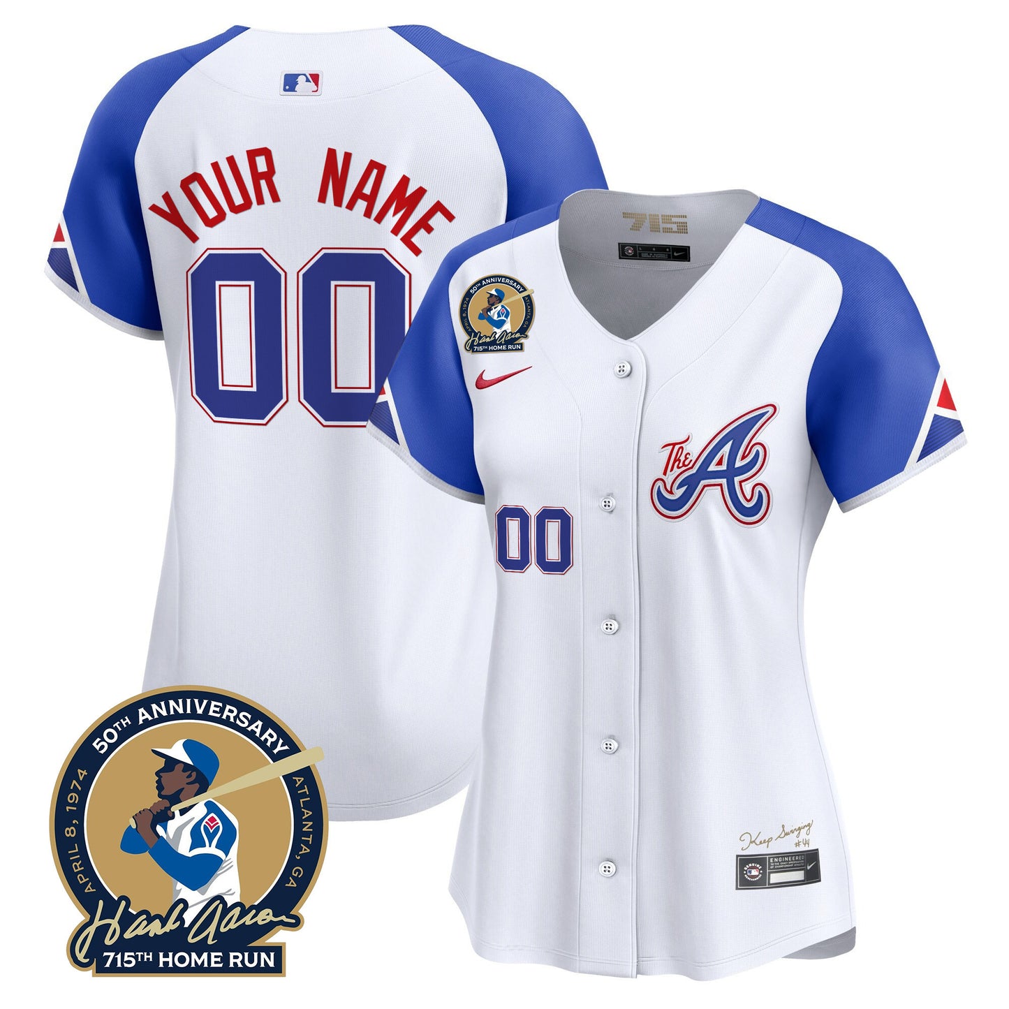 Atlanta Braves Hank Aaron 715th Home Run Patch Vapor Premier Limited Custom Jersey - All Stitched