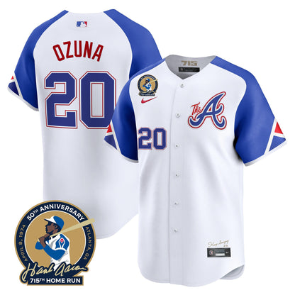 Men's Atlanta Braves Hank Aaron 715th Home Run Patch Vapor Premier Limited Jersey - All Stitched
