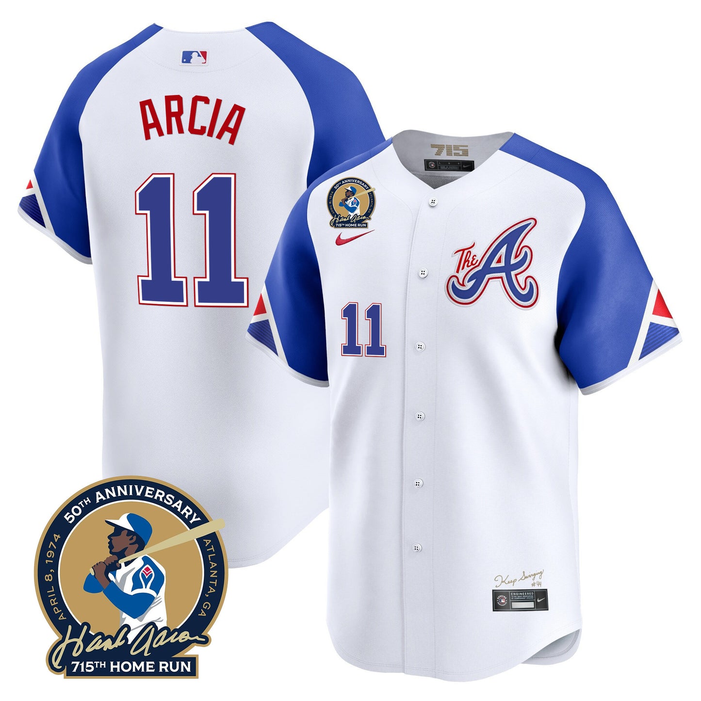 Men's Atlanta Braves Hank Aaron 715th Home Run Patch Vapor Premier Limited Jersey - All Stitched