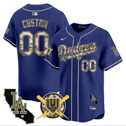 Dodgers Armed Forces Day Vapor Premier Limited Custom Jersey - All Stitched