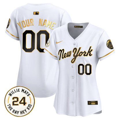Mets Willie Mays Patch Vapor Premier Limited Custom Jersey - All Stitched