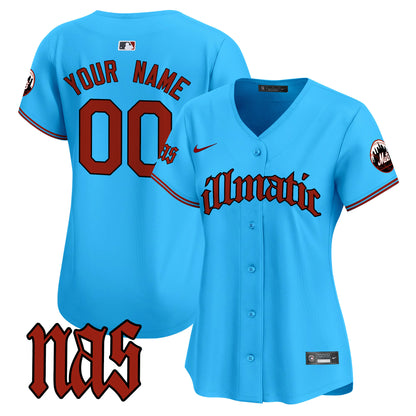 Mets Nas Illmatic Vapor Premier Limited Custom Jersey - All Stitched