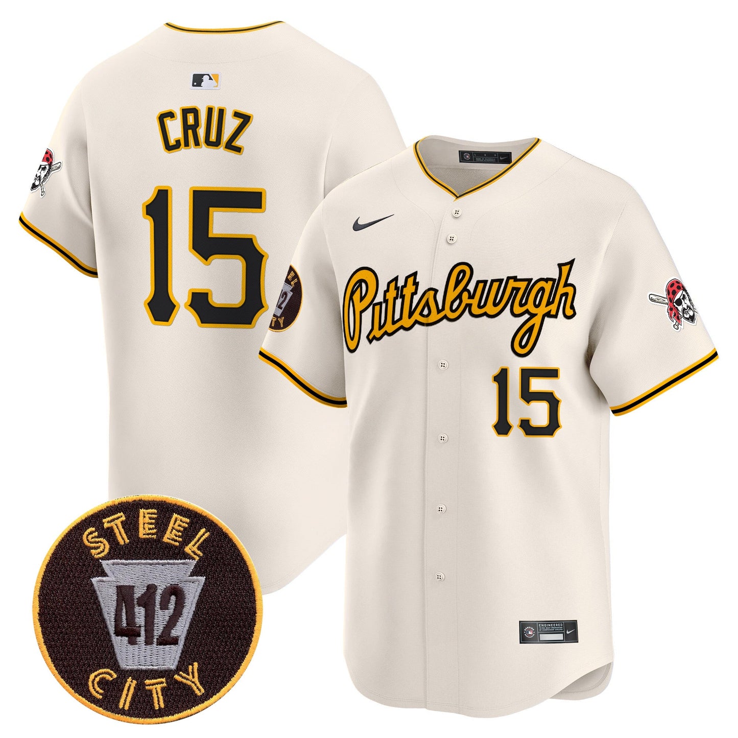 Pittsburgh Pirates 412 Patch Vapor Premier Limited Jersey V4 - All Stitched