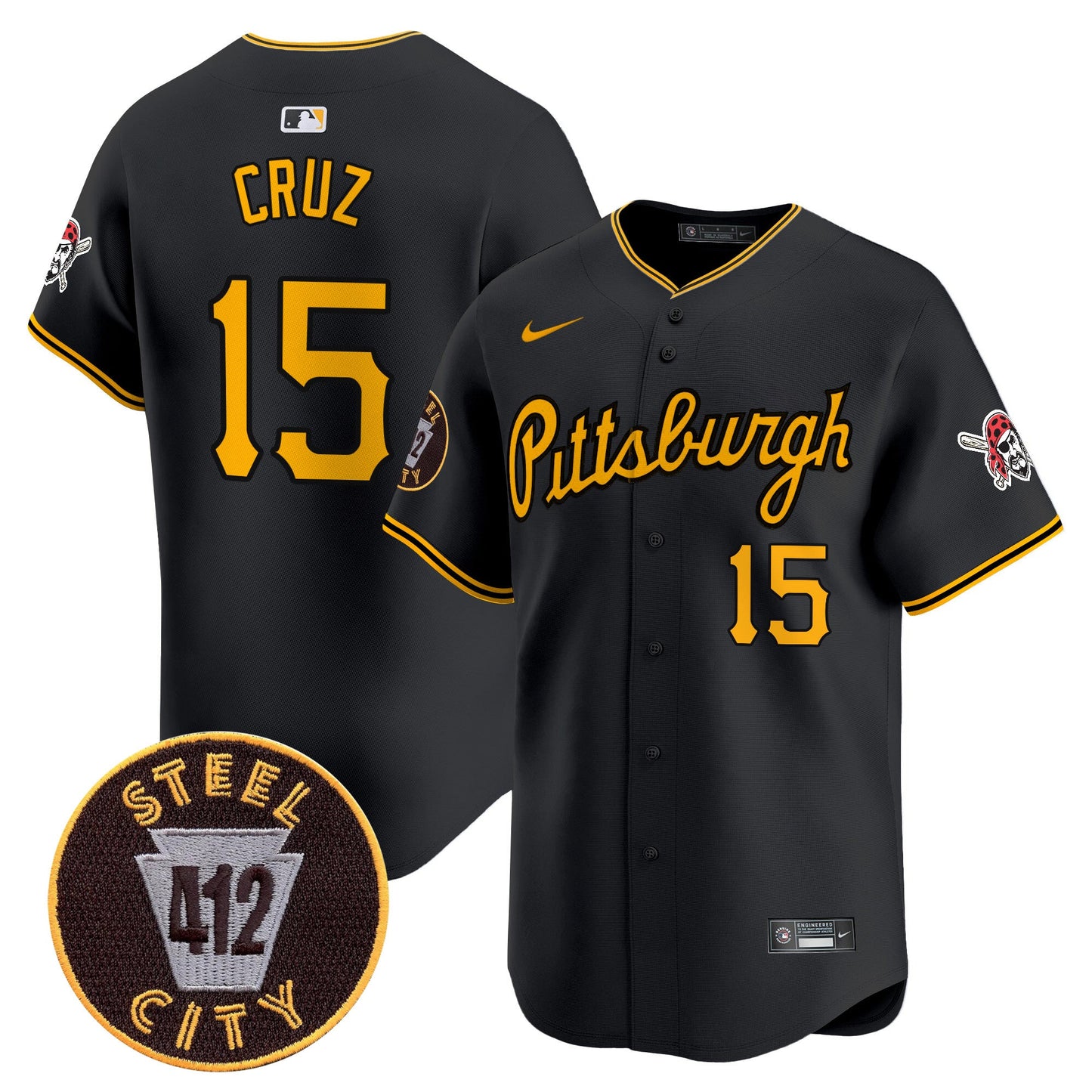Pittsburgh Pirates 412 Patch Vapor Premier Limited Jersey V4 - All Stitched