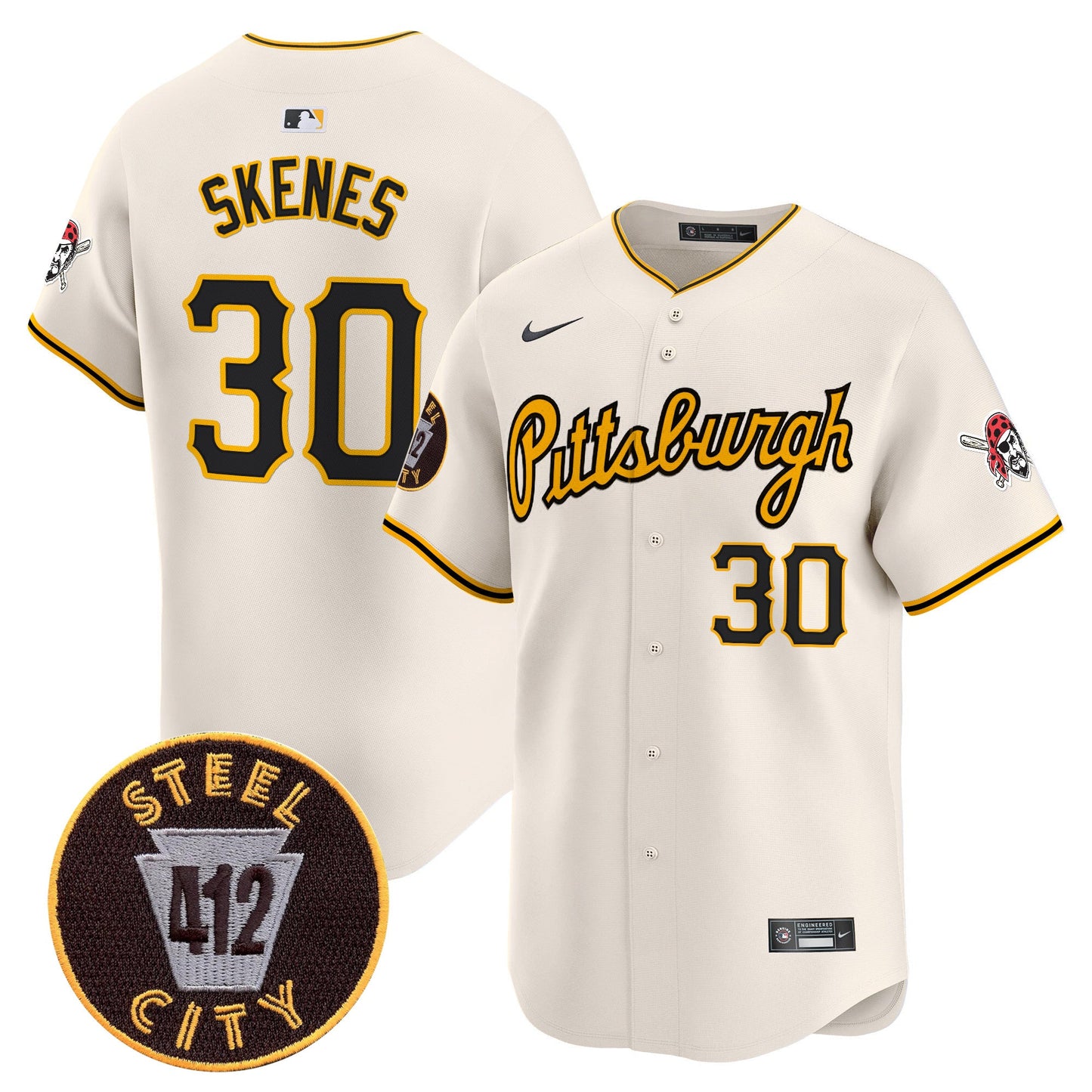 Pittsburgh Pirates 412 Patch Vapor Premier Limited Jersey V4 - All Stitched