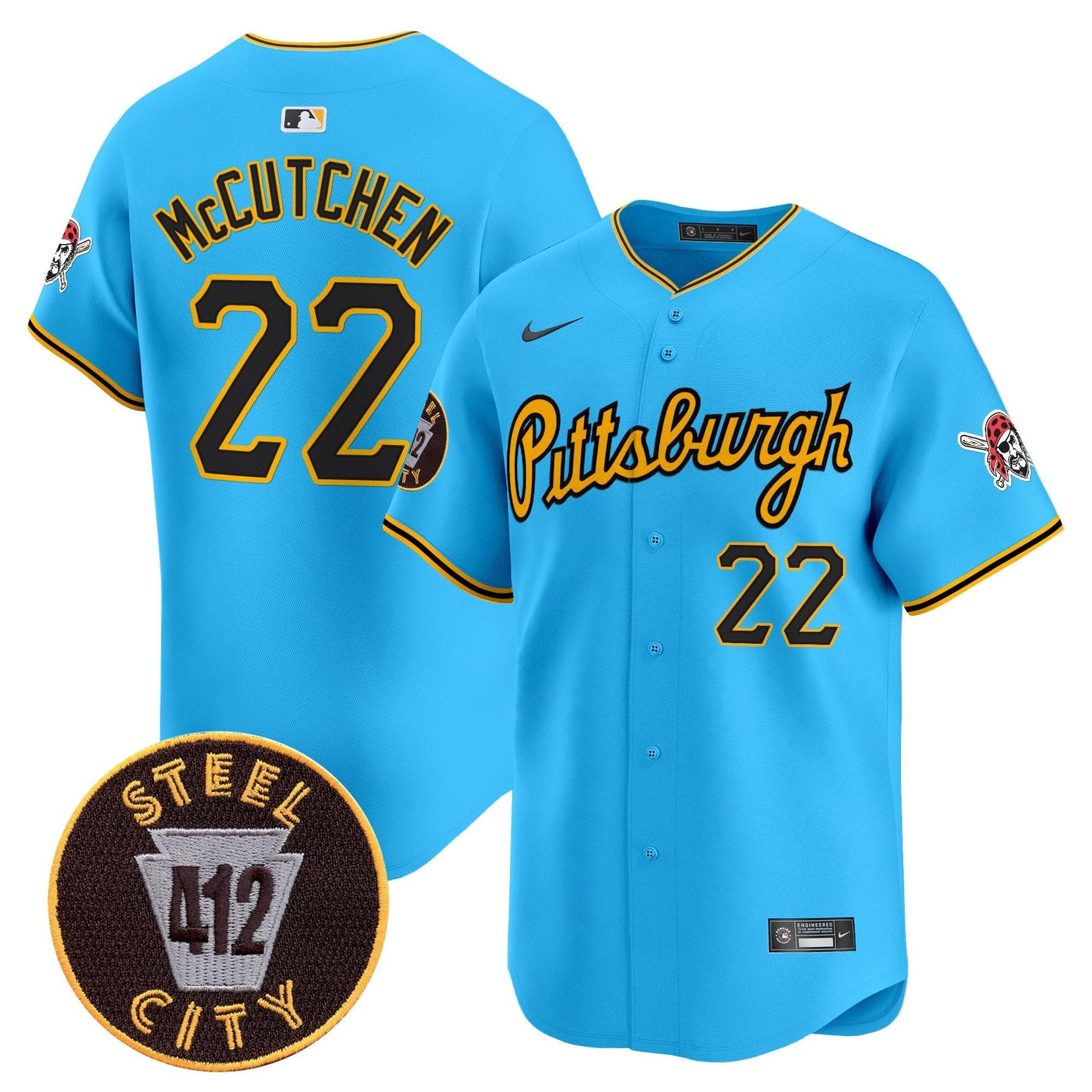 Pittsburgh Pirates 412 Patch Vapor Premier Limited Jersey V4 - All Stitched