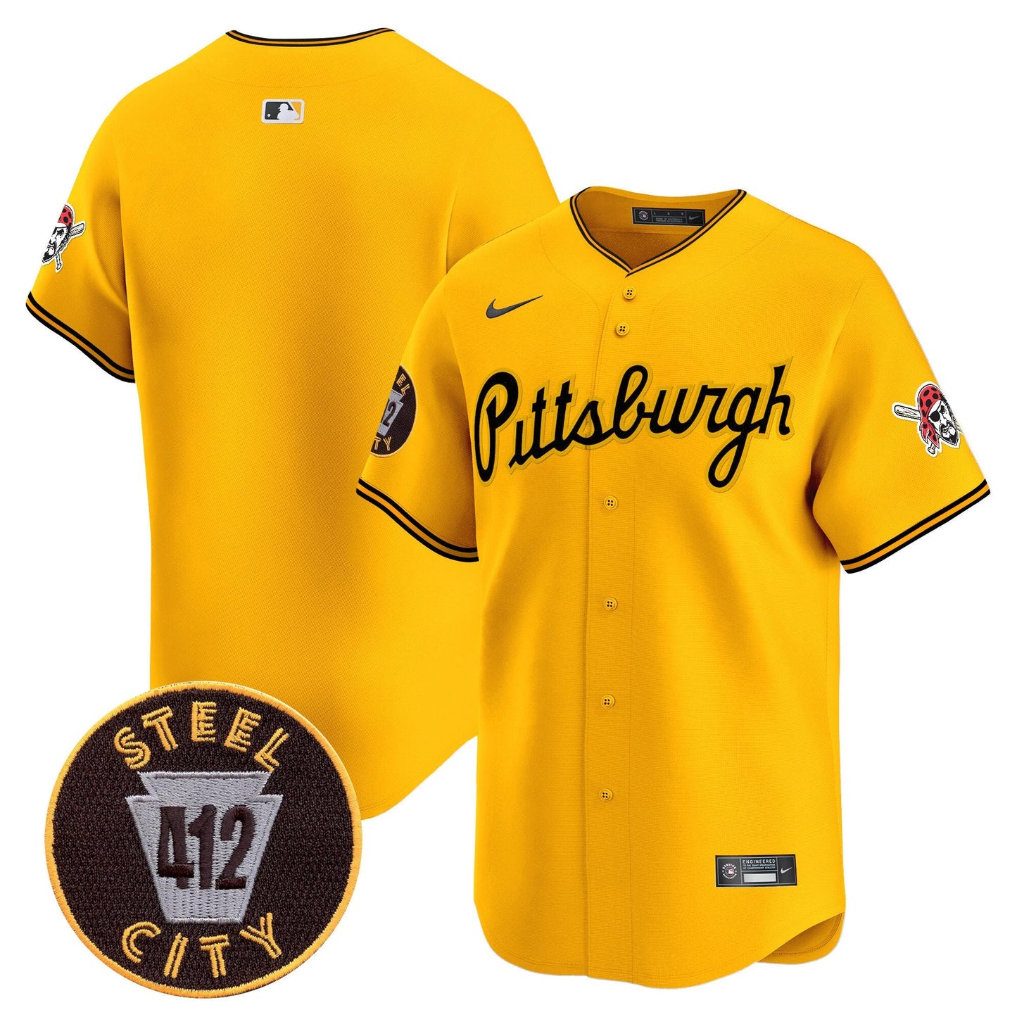 Pittsburgh Pirates 412 Patch Vapor Premier Limited Jersey V4 - All Stitched
