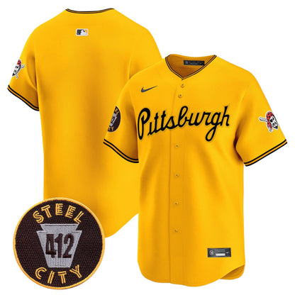 Pittsburgh Pirates 412 Patch Vapor Premier Limited Jersey V4 - All Stitched