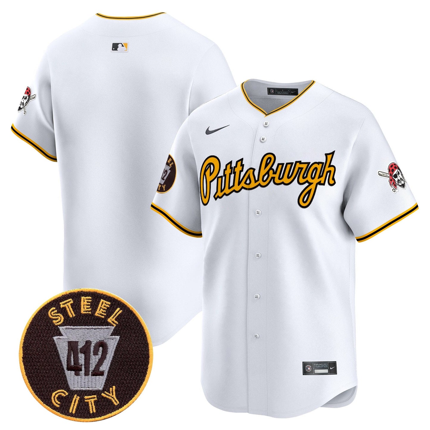 Pittsburgh Pirates 412 Patch Vapor Premier Limited Jersey V4 - All Stitched