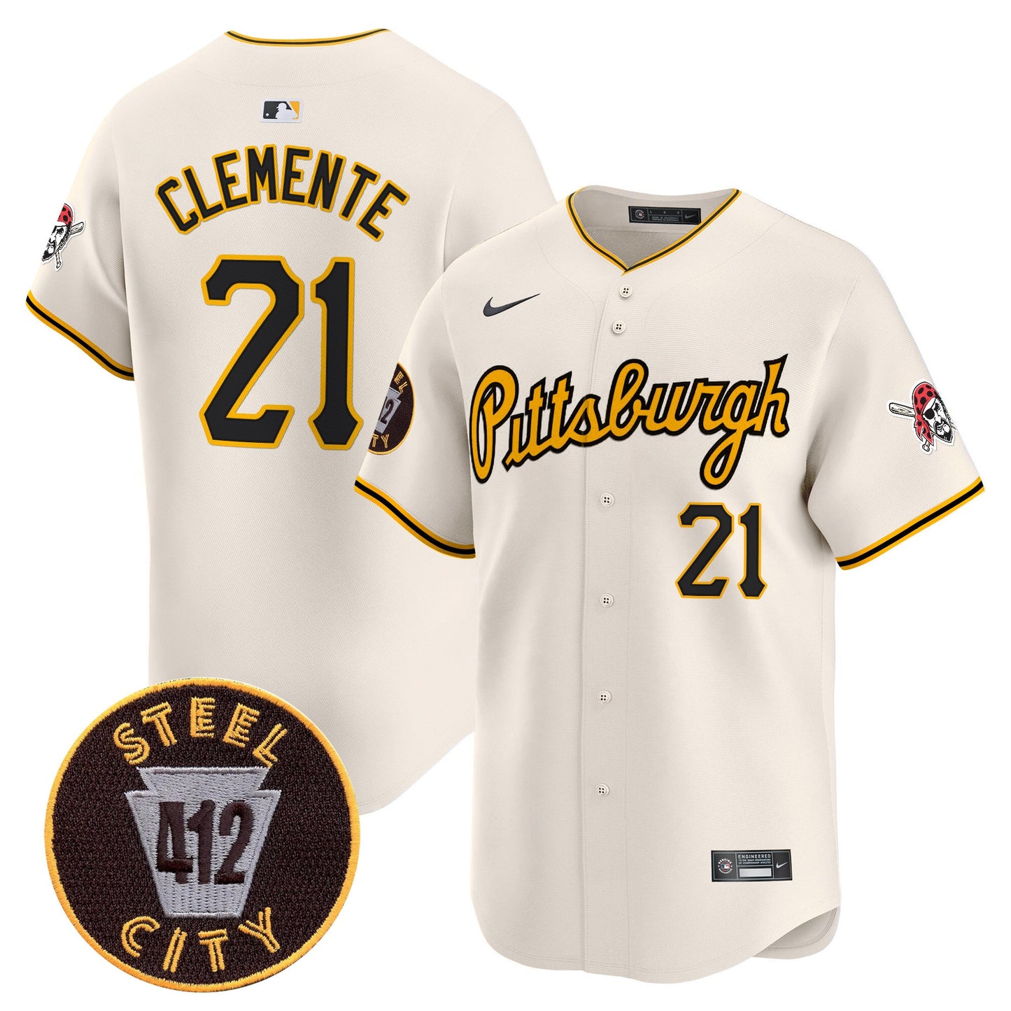 Pittsburgh Pirates 412 Patch Vapor Premier Limited Jersey V4 - All Stitched