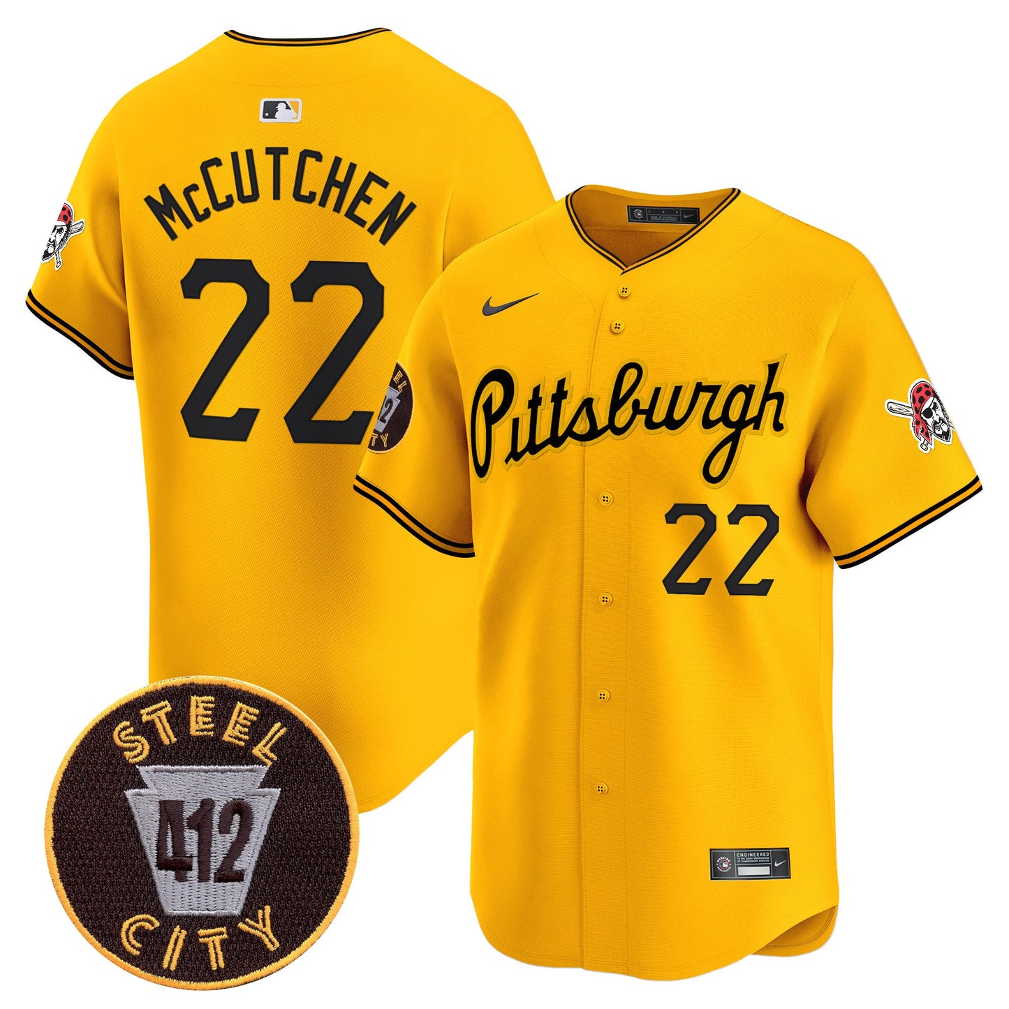 Pittsburgh Pirates 412 Patch Vapor Premier Limited Jersey V4 - All Stitched
