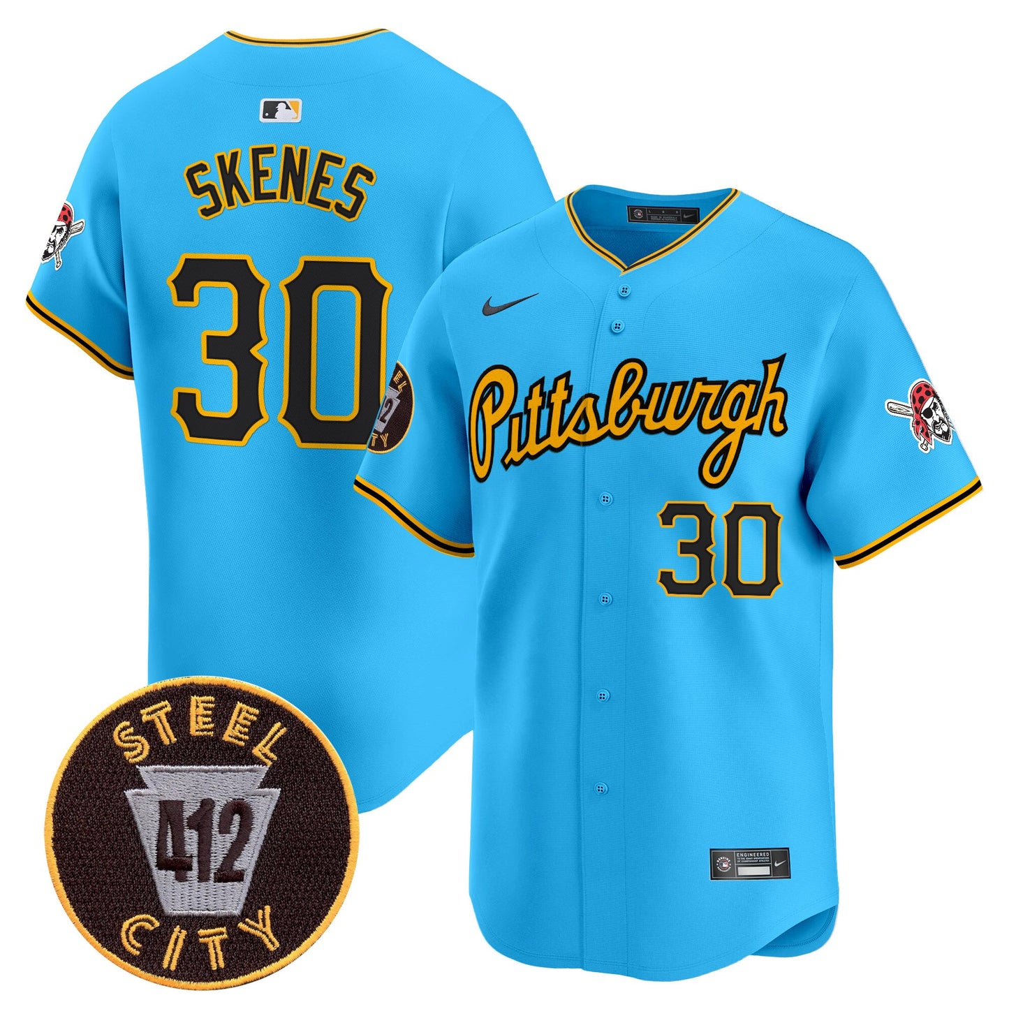 Pittsburgh Pirates 412 Patch Vapor Premier Limited Jersey V4 - All Stitched