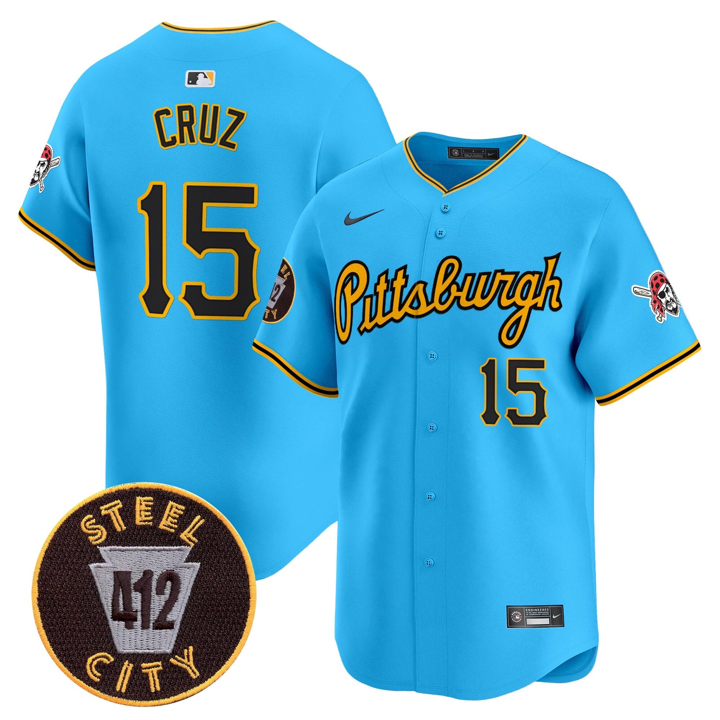 Pittsburgh Pirates 412 Patch Vapor Premier Limited Jersey V4 - All Stitched