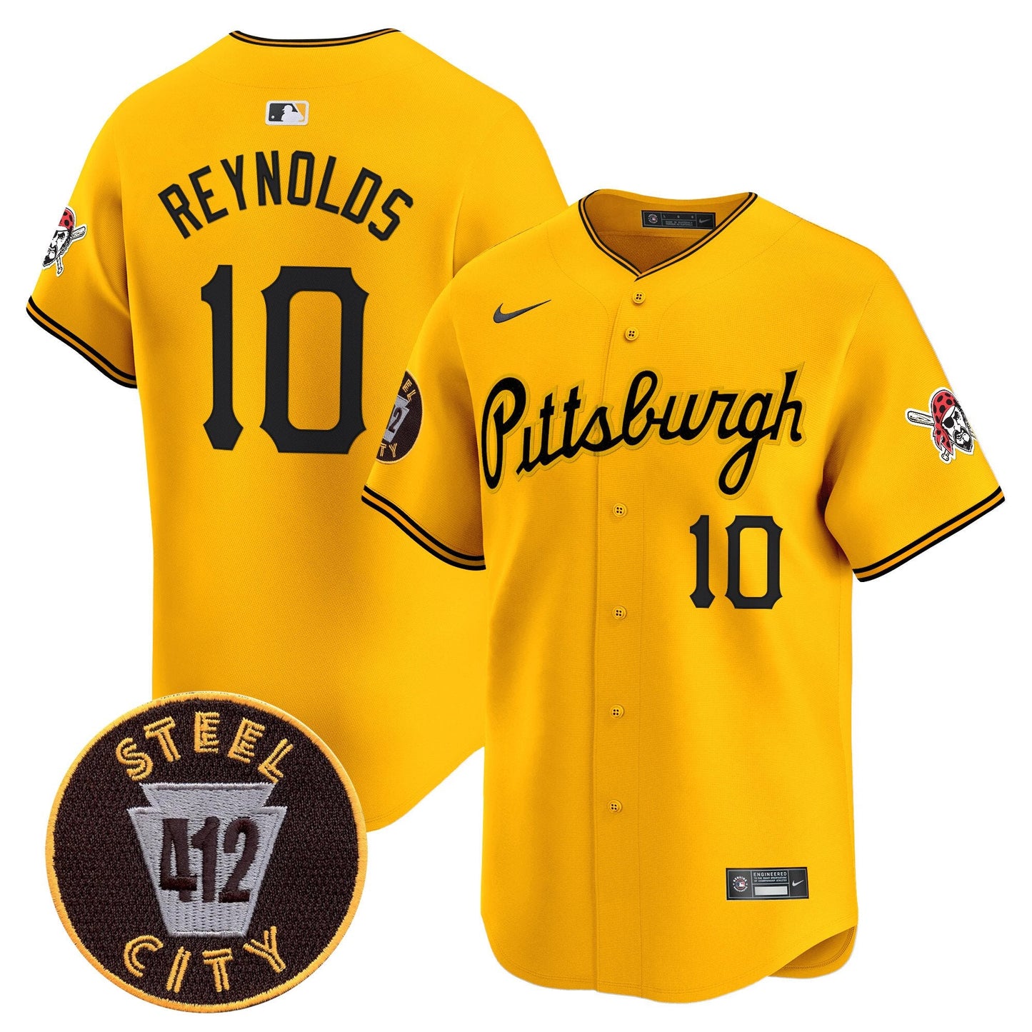 Pittsburgh Pirates 412 Patch Vapor Premier Limited Jersey V4 - All Stitched