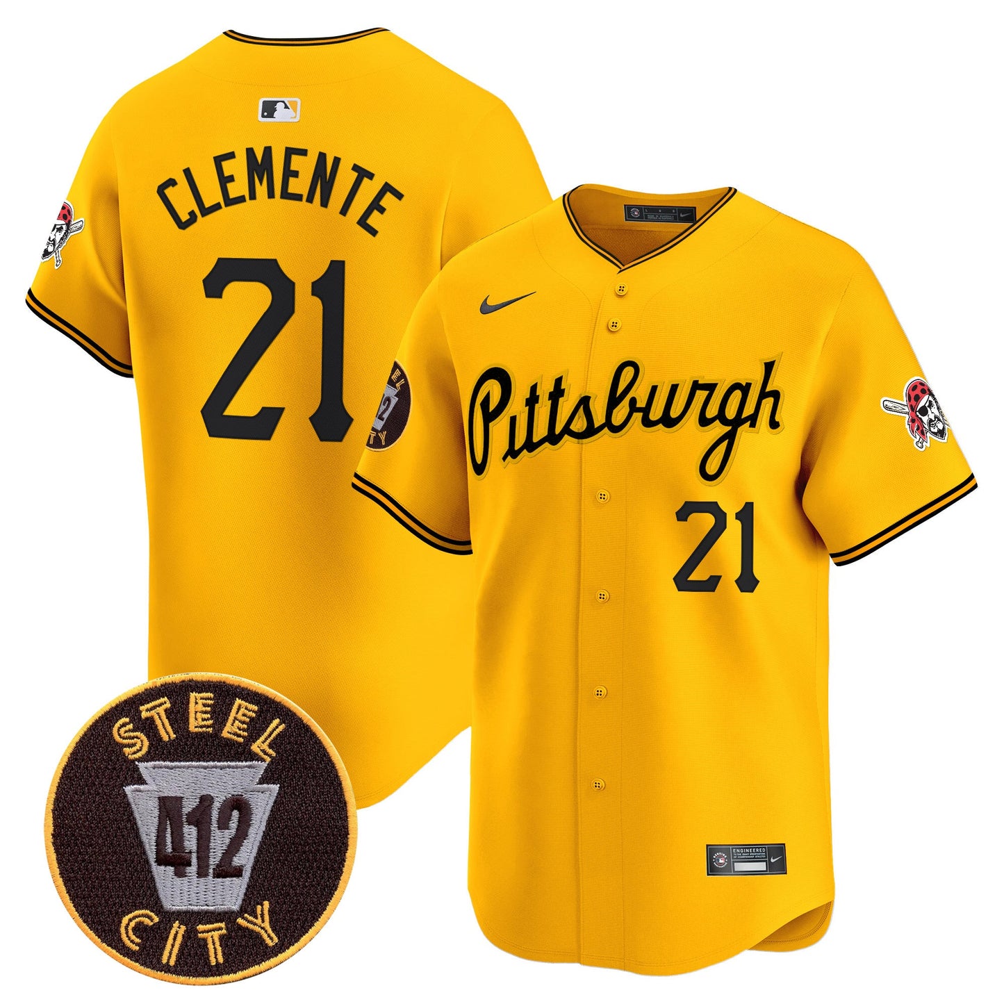 Pittsburgh Pirates 412 Patch Vapor Premier Limited Jersey V4 - All Stitched