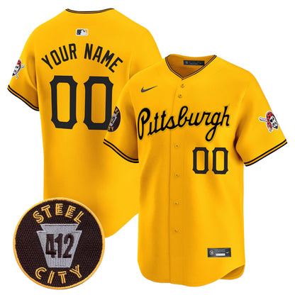 Pittsburgh Pirates 412 Patch Vapor Premier Limited Custom Jersey V4 - All Stitched