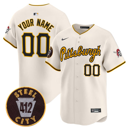 Pittsburgh Pirates 412 Patch Vapor Premier Limited Custom Jersey V4 - All Stitched