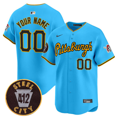 Pittsburgh Pirates 412 Patch Vapor Premier Limited Custom Jersey V4 - All Stitched
