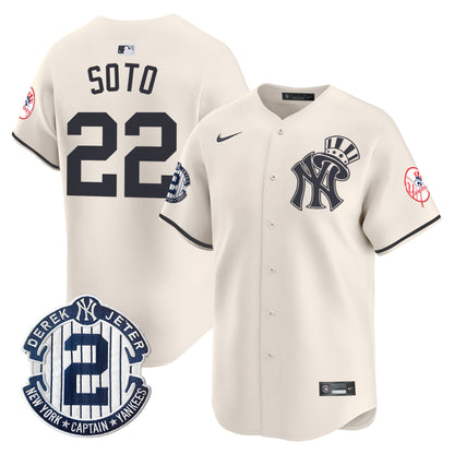 Men's New York Yankees Derek Jeter Patch Vapor Premier Limited Jersey V2 - All Stitched