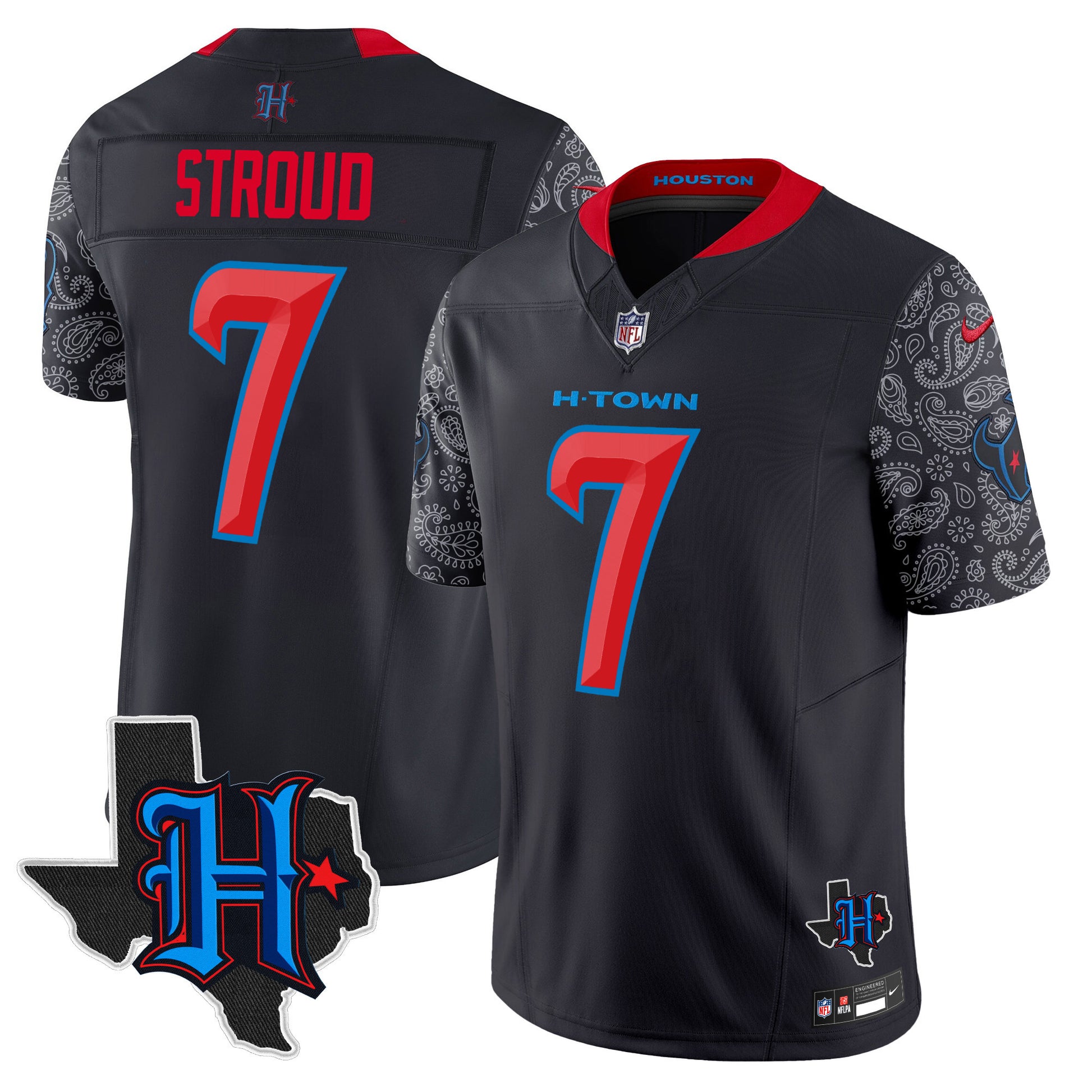 Men's Houston Texans 2024 Texas Patch Vapor Limited Jersey V4 - All Stitched