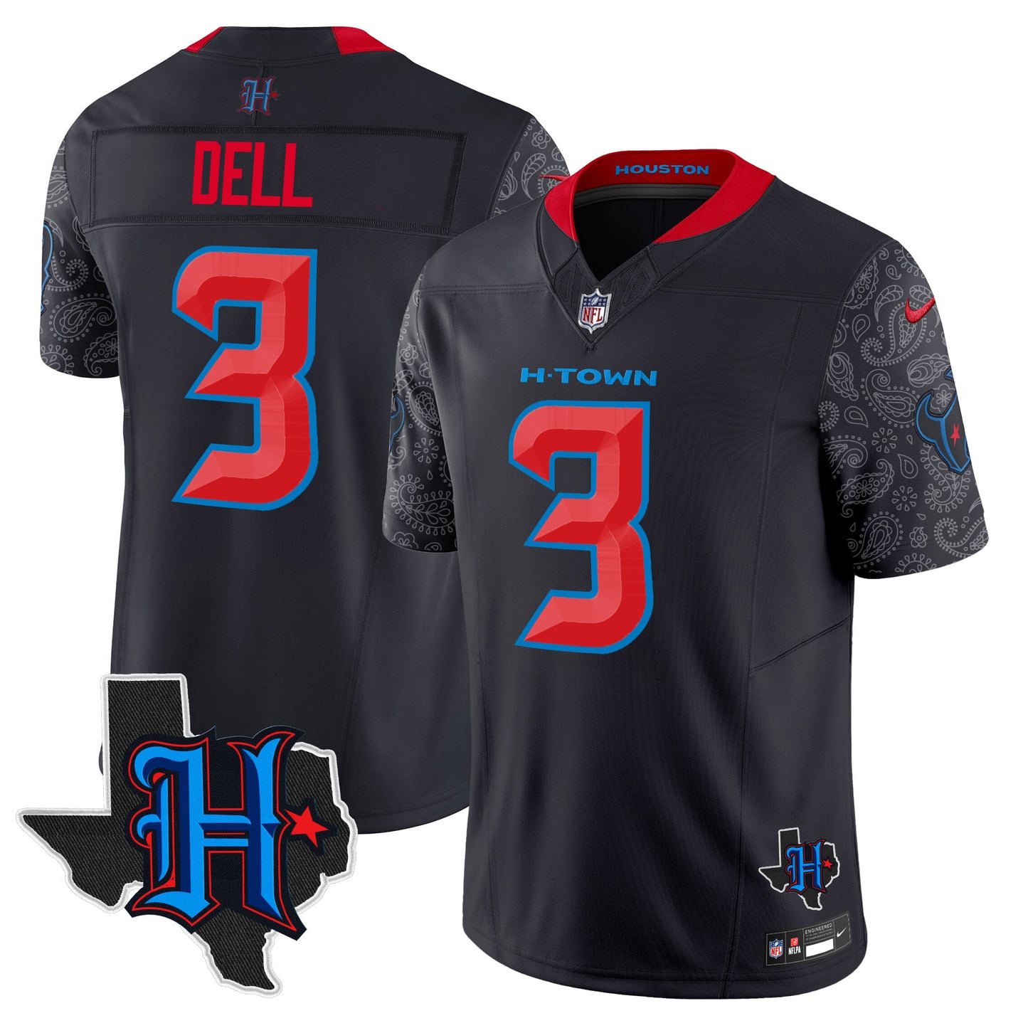 Men's Houston Texans 2024 Texas Patch Vapor Limited Jersey V4 - All Stitched