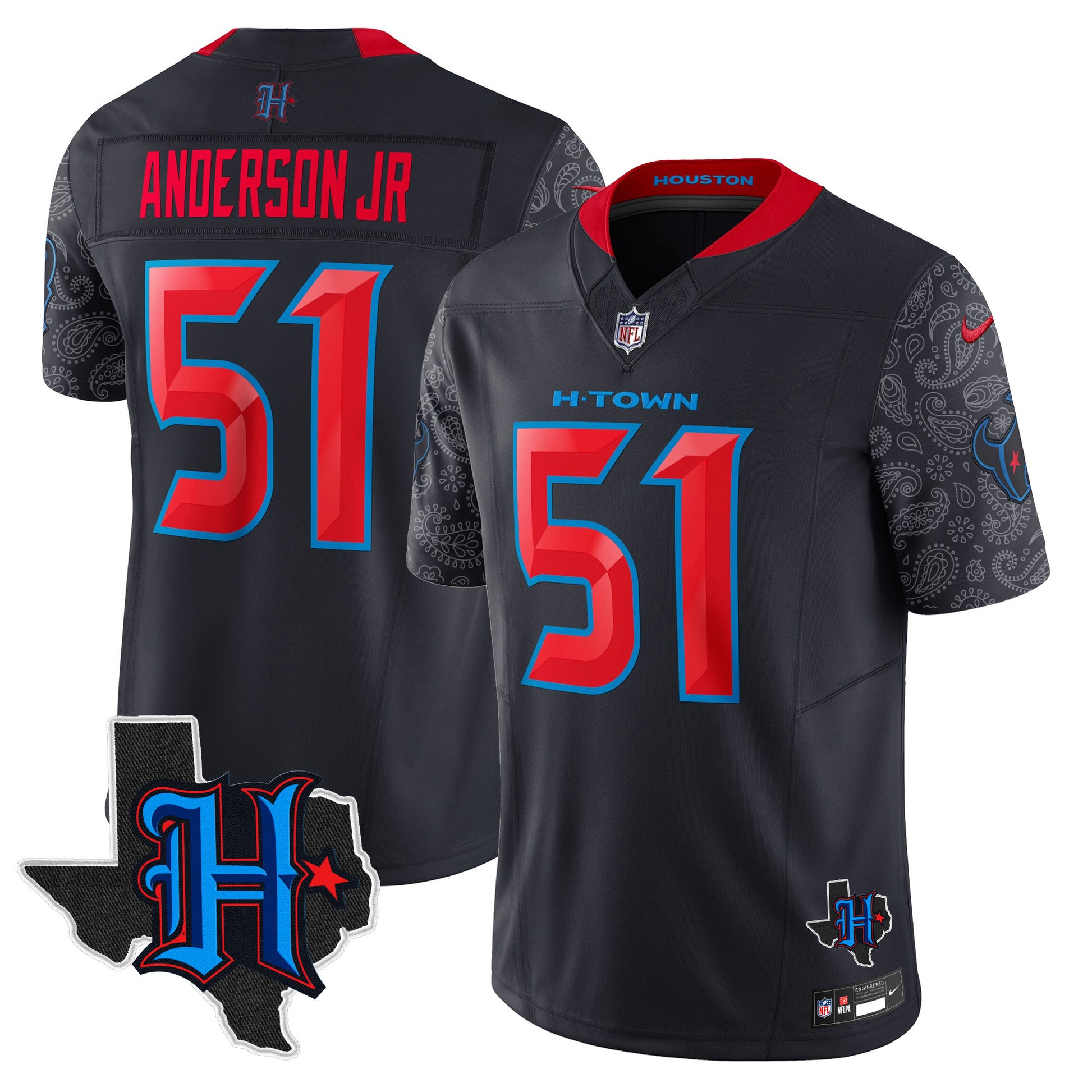 Men's Houston Texans 2024 Texas Patch Vapor Limited Jersey V4 - All Stitched