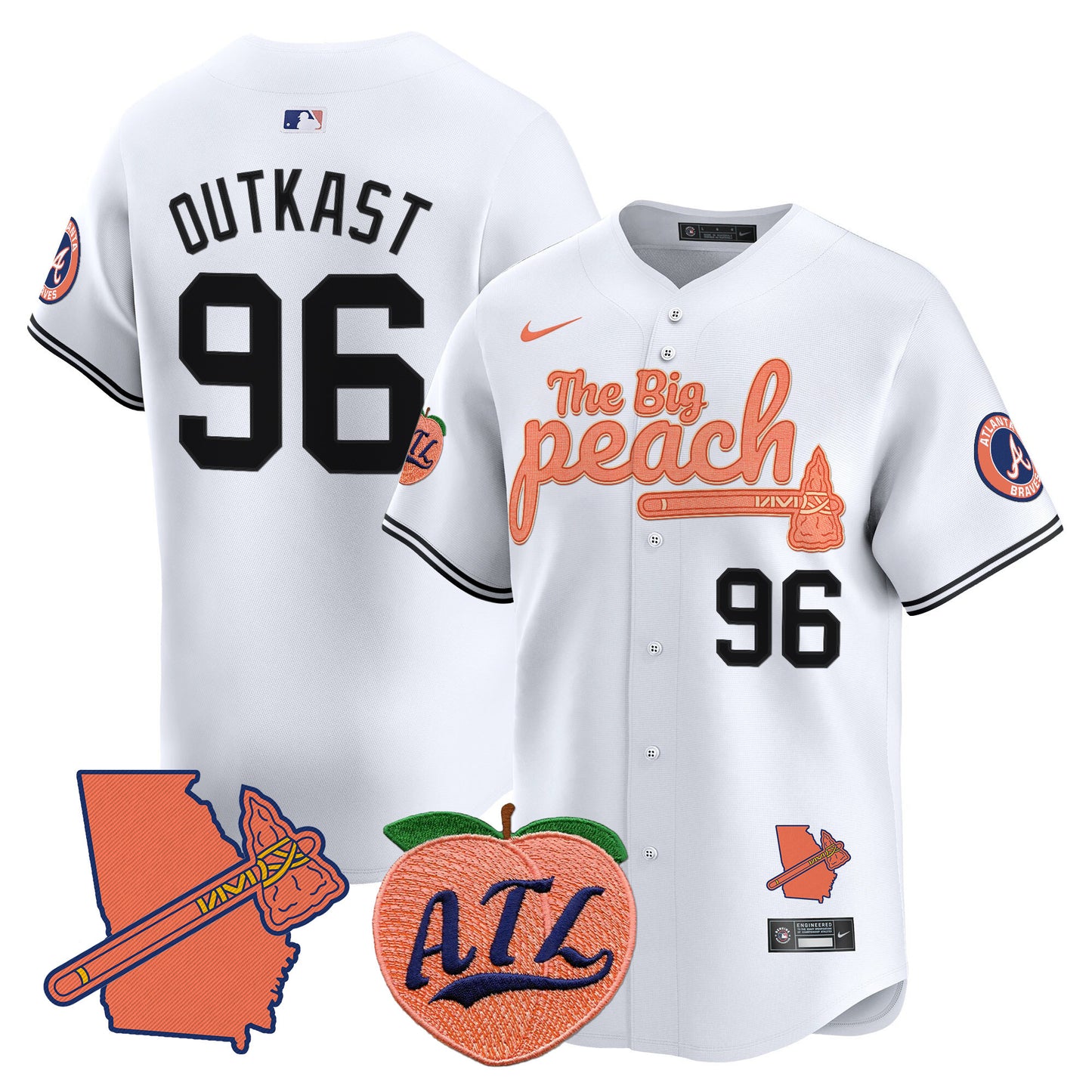 Men's Atlanta Braves The Big Peach Vapor Premier Limited Jersey V2 - All Stitched