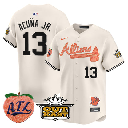 Men's Atlanta Braves Atliens & Peach Vapor Premier Limited Jersey - All Stitched