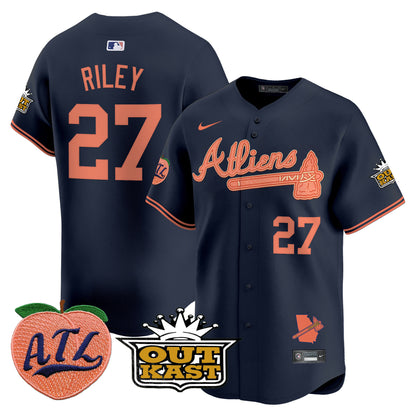 Men's Atlanta Braves Atliens & Peach Vapor Premier Limited Jersey - All Stitched