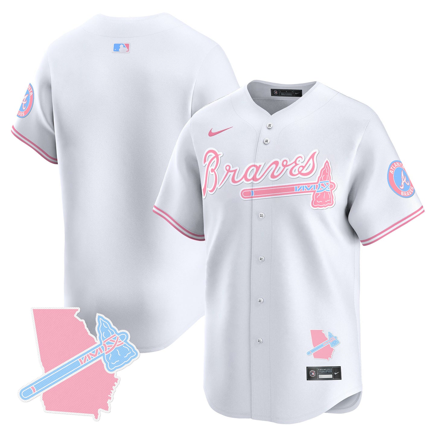 Unisex Atlanta Braves Bubblegum Pink Vapor Premier Limited Jersey - All Stitched