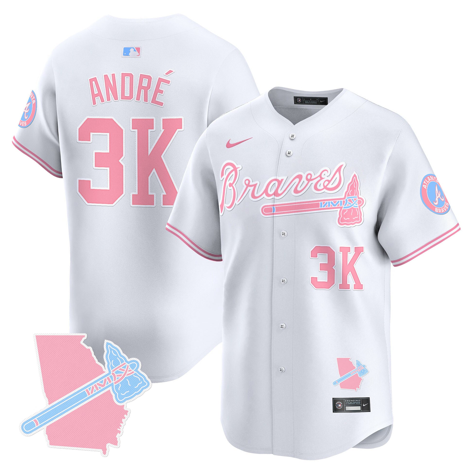 Unisex Atlanta Braves Bubblegum Pink Vapor Premier Limited Jersey - All Stitched