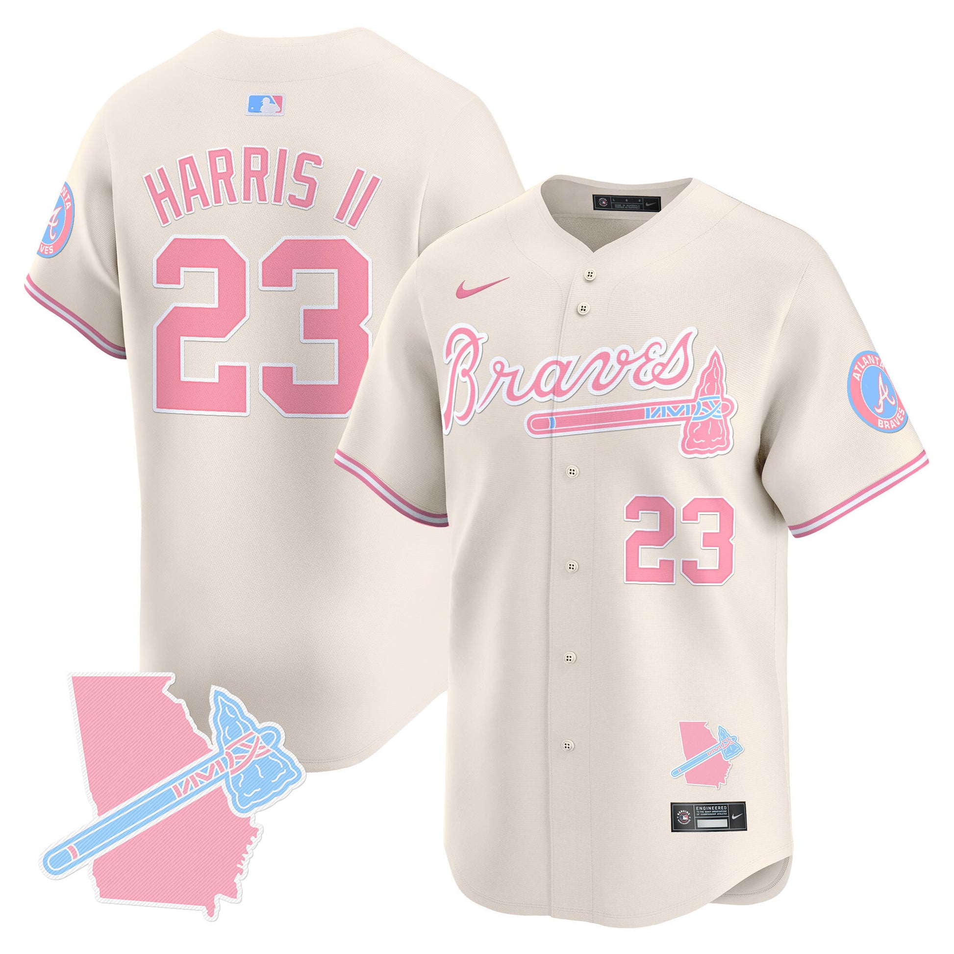 Unisex Atlanta Braves Bubblegum Pink Vapor Premier Limited Jersey - All Stitched