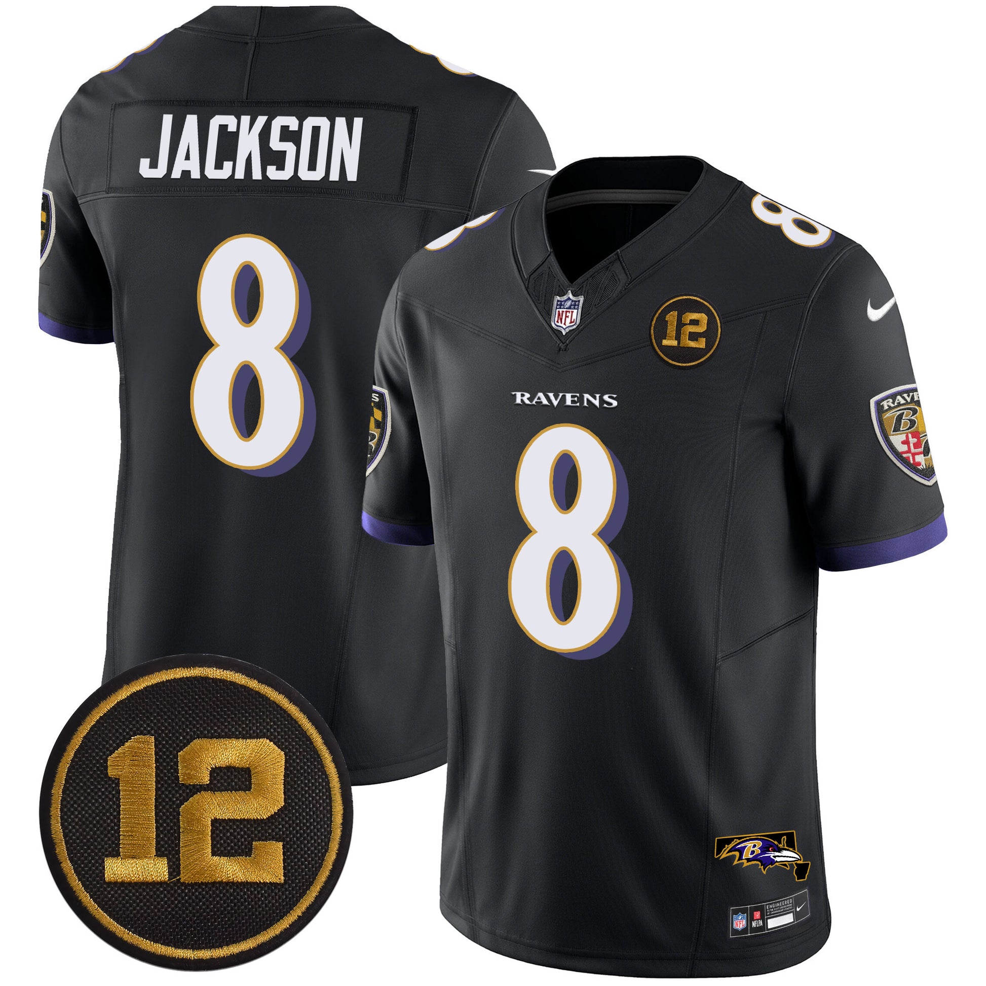 Men's Ravens Jacoby Jones Patch Vapor Limited Jersey - All Stitched