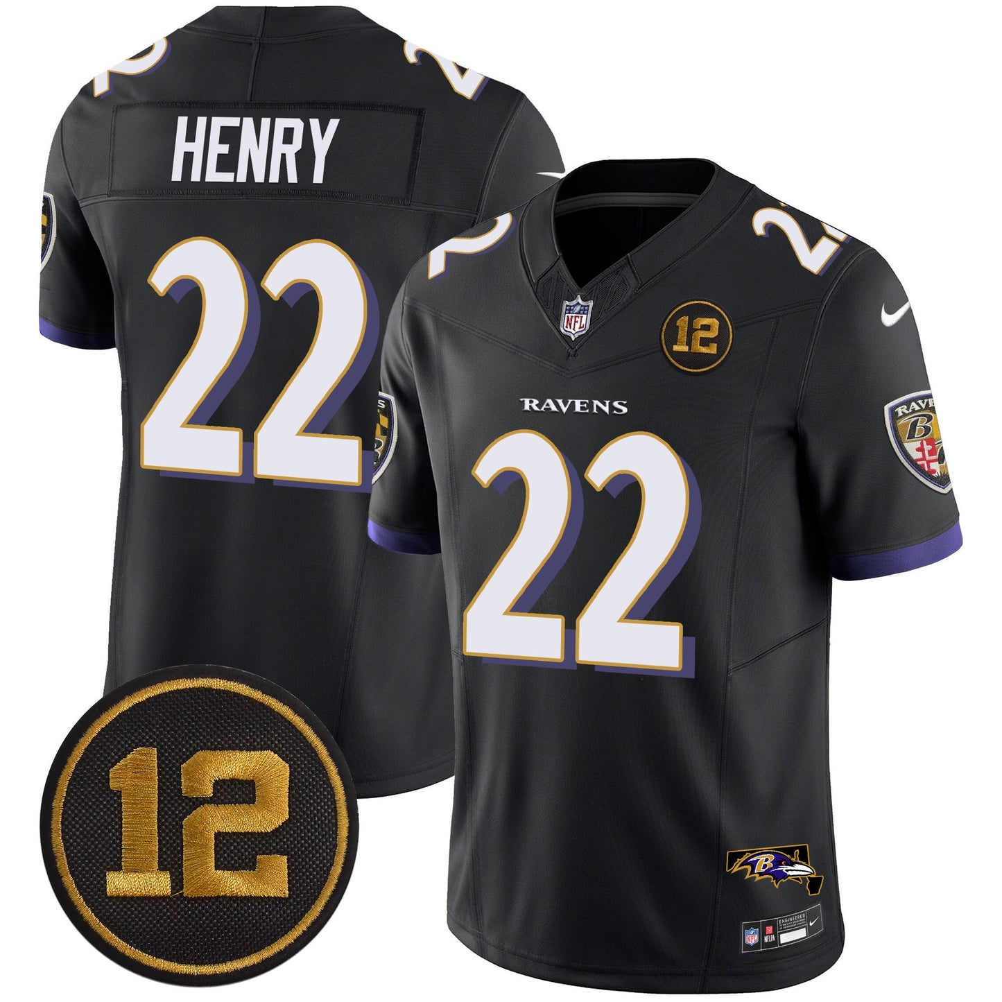 Men's Ravens Jacoby Jones Patch Vapor Limited Jersey - All Stitched