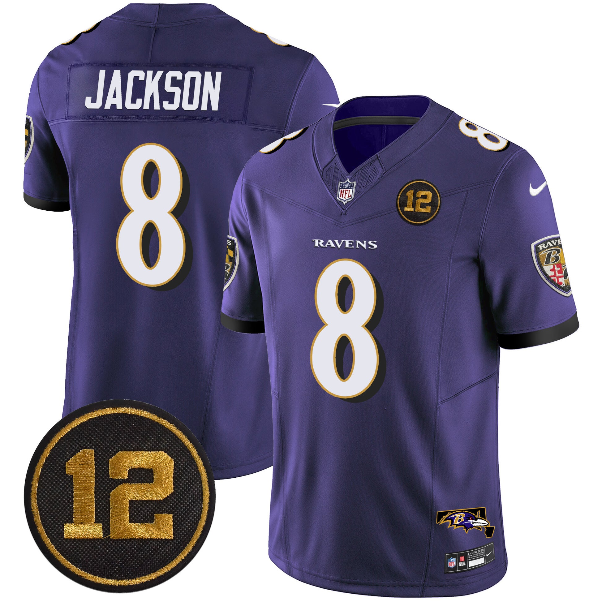 Men's Ravens Jacoby Jones Patch Vapor Limited Jersey - All Stitched