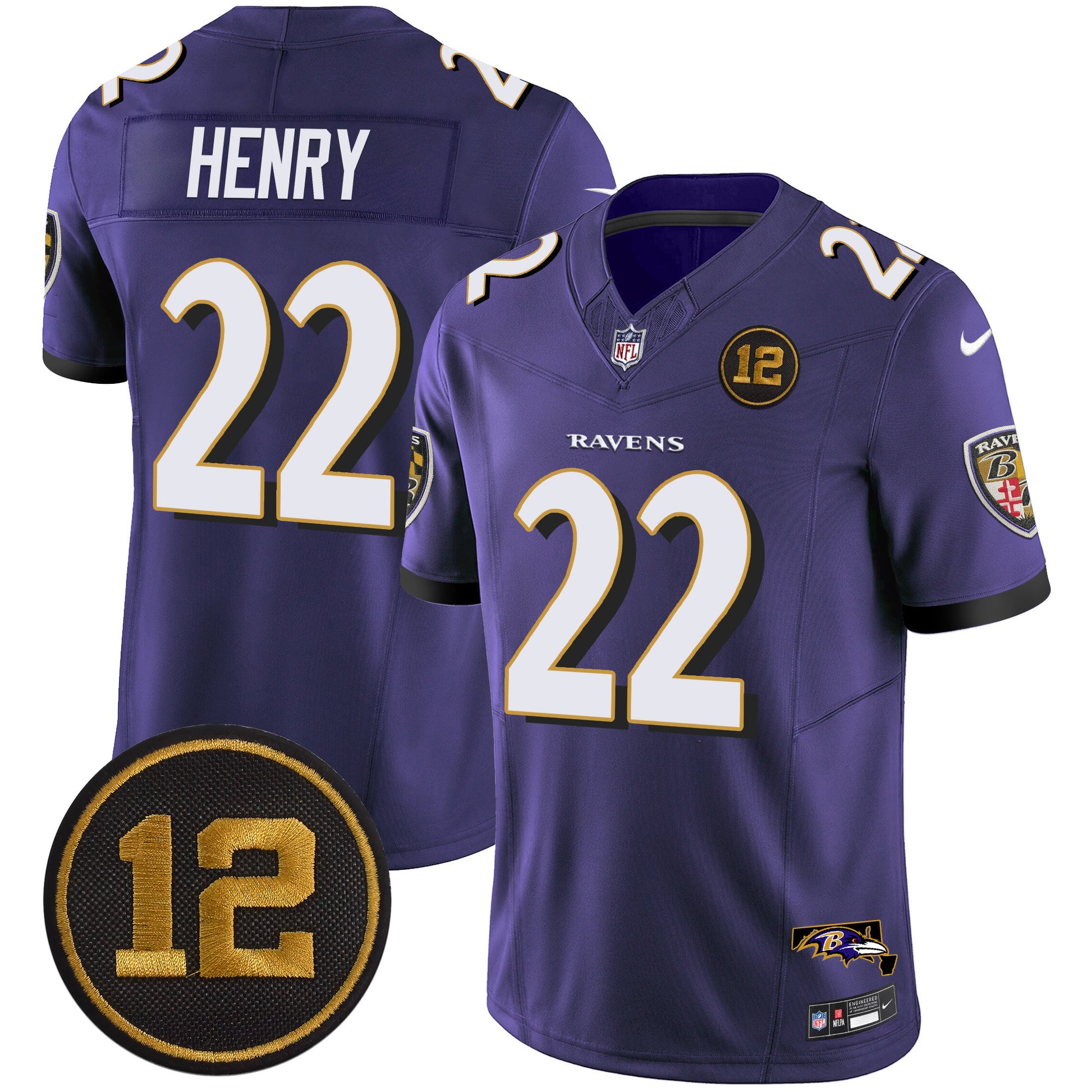 Men's Ravens Jacoby Jones Patch Vapor Limited Jersey - All Stitched