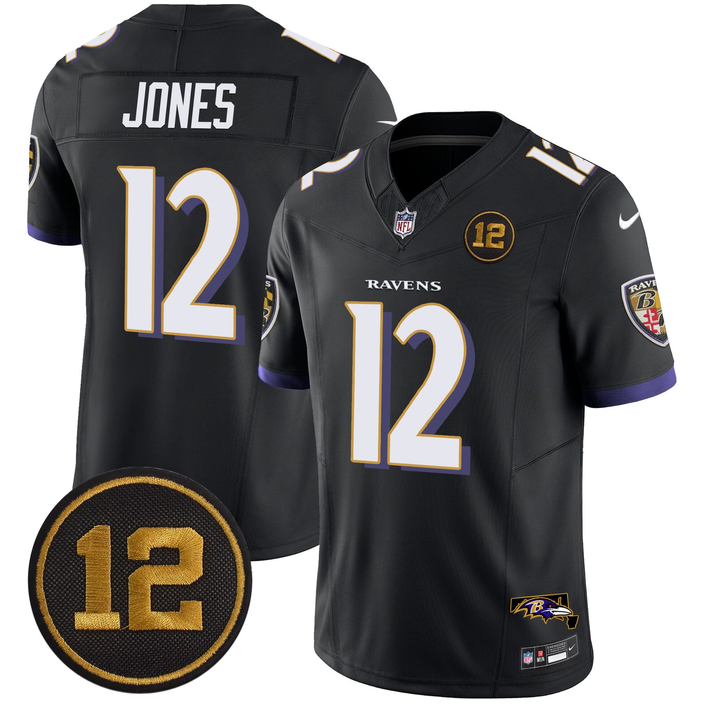 Men's Ravens Jacoby Jones Patch Vapor Limited Jersey - All Stitched