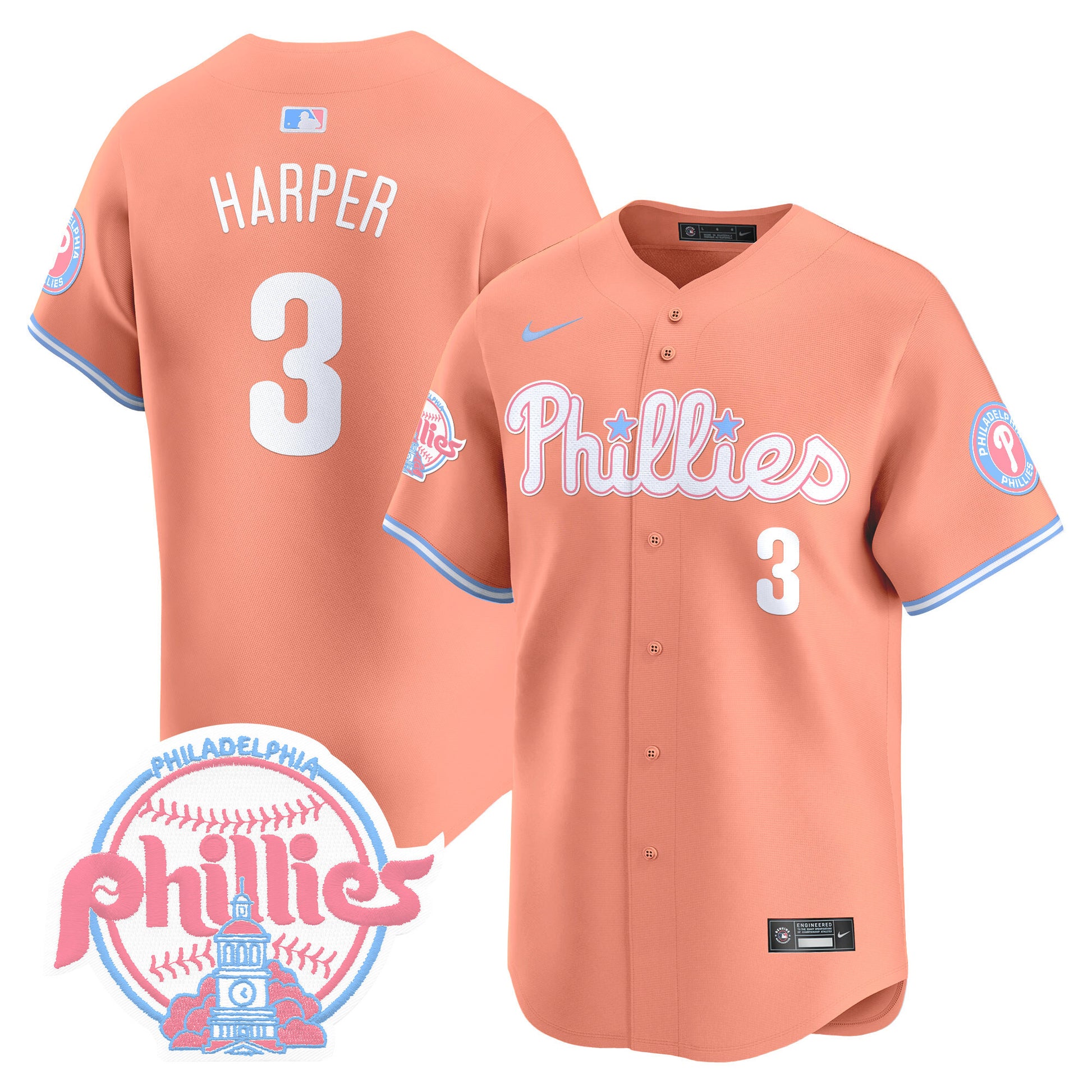 Unisex Phillies Bubblegum Pink Vapor Premier Limited Jersey V2 - All Stitched