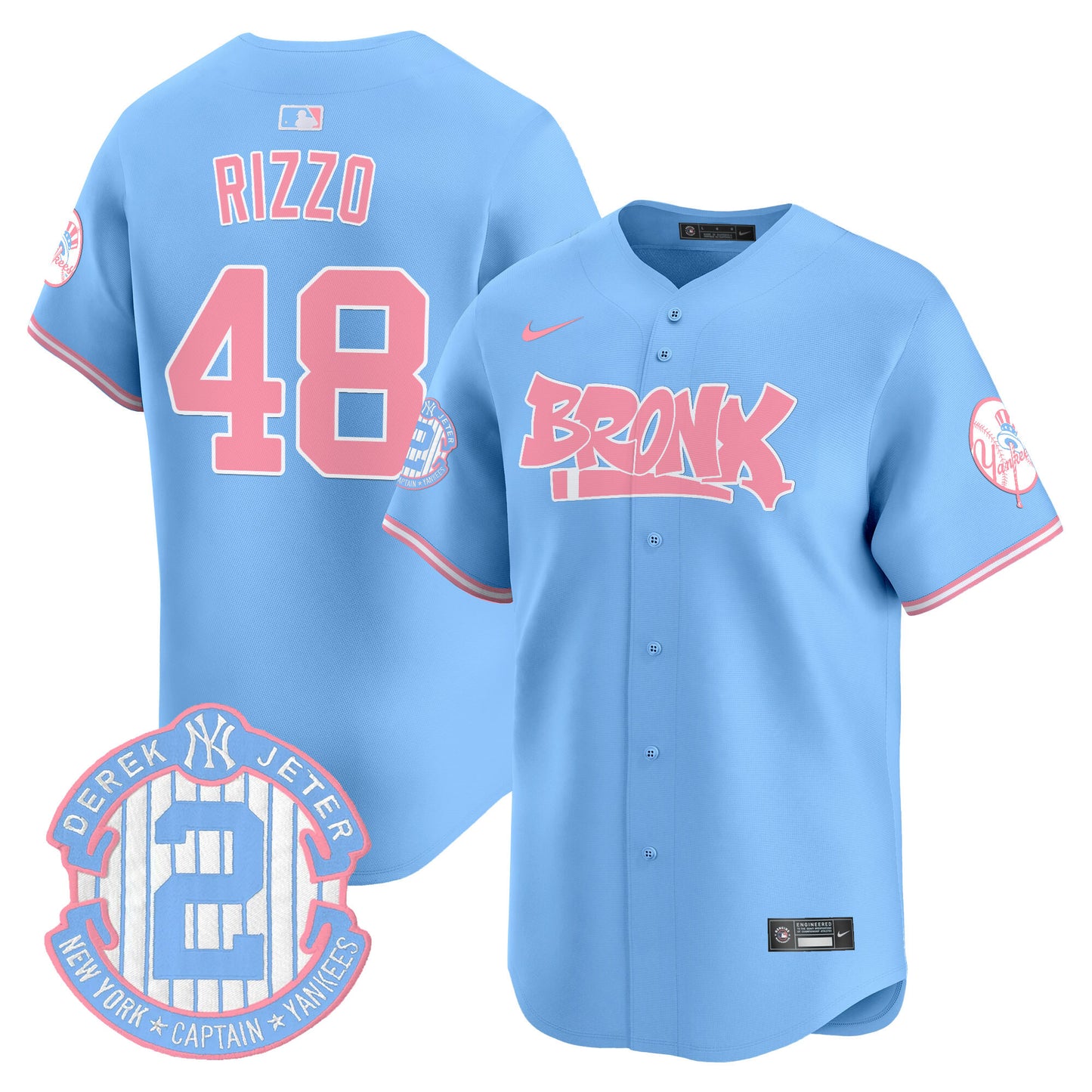 Unisex Yankees The Bronx Graffiti Bubblegum Pink Vapor Premier Limited Jersey - All Stitched