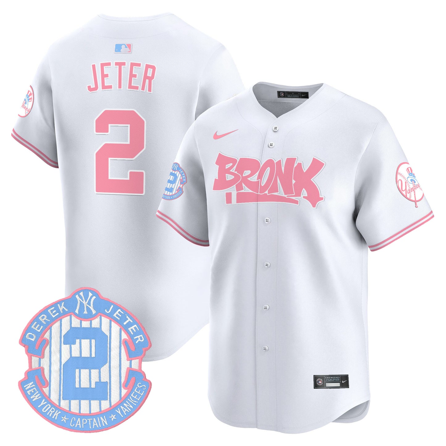 Unisex Yankees The Bronx Graffiti Bubblegum Pink Vapor Premier Limited Jersey - All Stitched