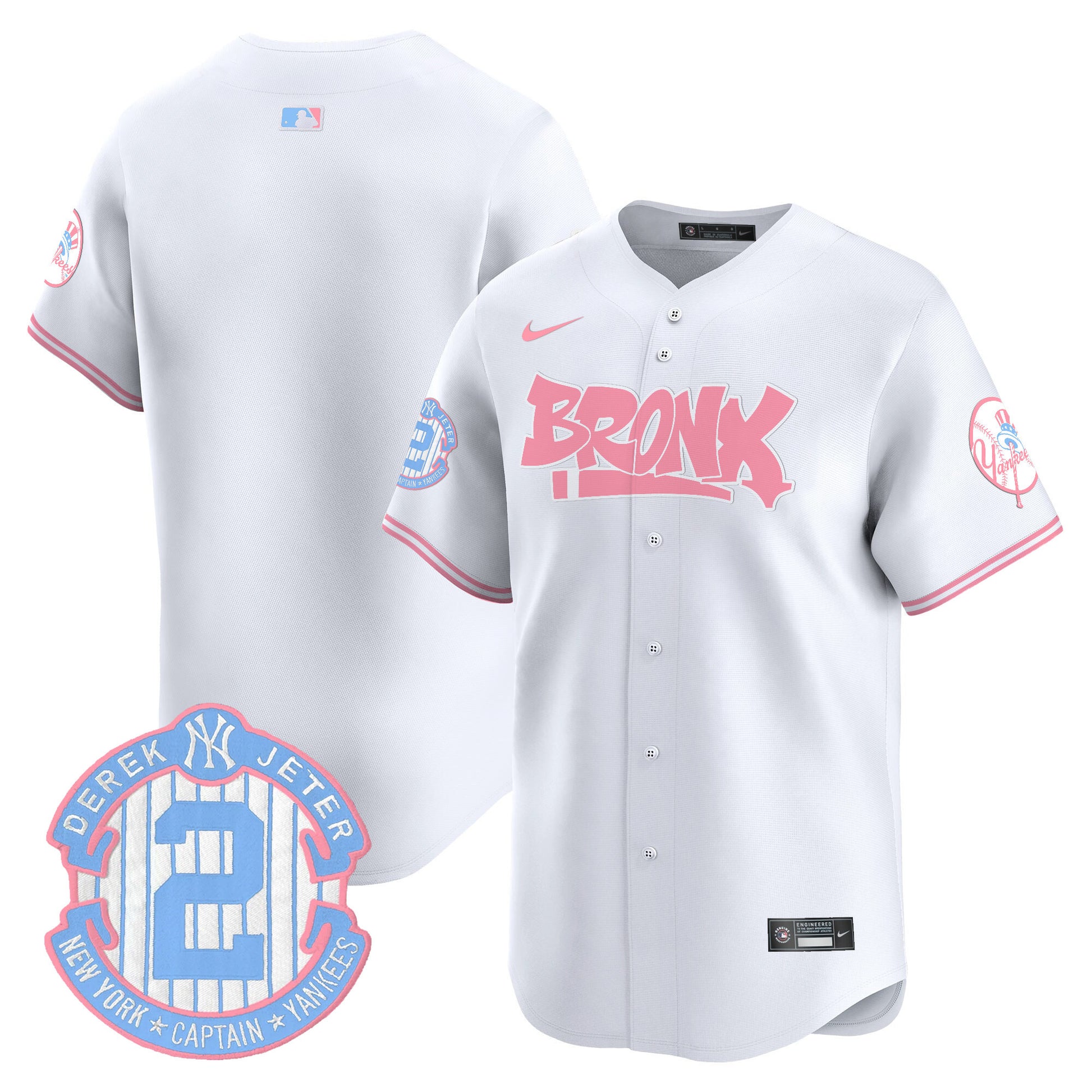 Unisex Yankees The Bronx Graffiti Bubblegum Pink Vapor Premier Limited Jersey - All Stitched