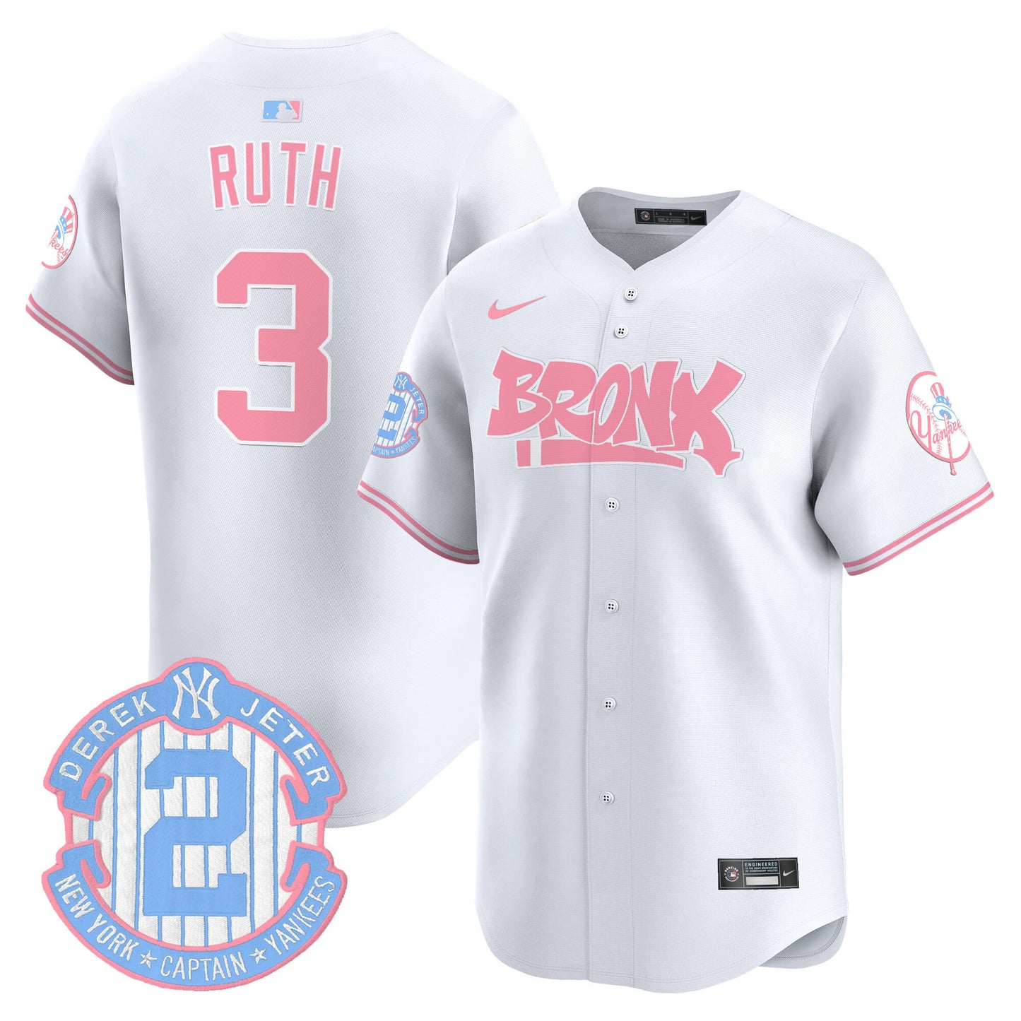 Unisex Yankees The Bronx Graffiti Bubblegum Pink Vapor Premier Limited Jersey - All Stitched