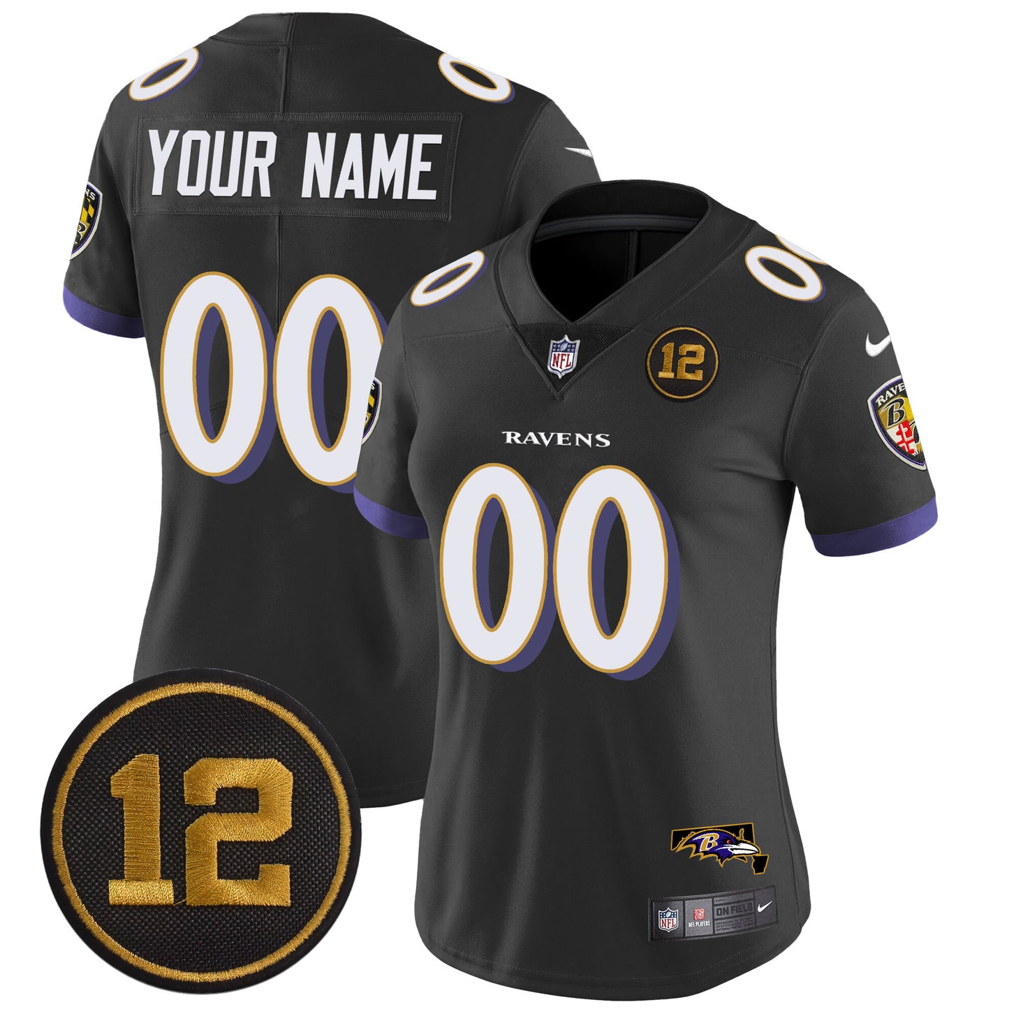 Ravens Jacoby Jones Patch Vapor Limited Custom Jersey - All Stitched