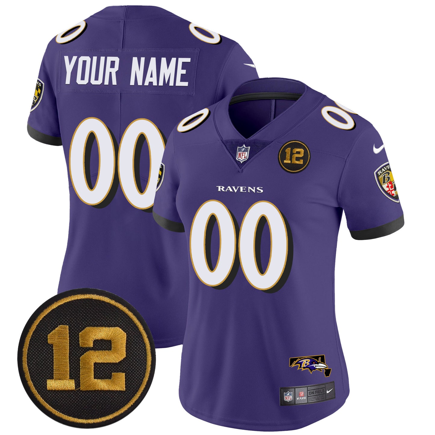 Ravens Jacoby Jones Patch Vapor Limited Custom Jersey - All Stitched