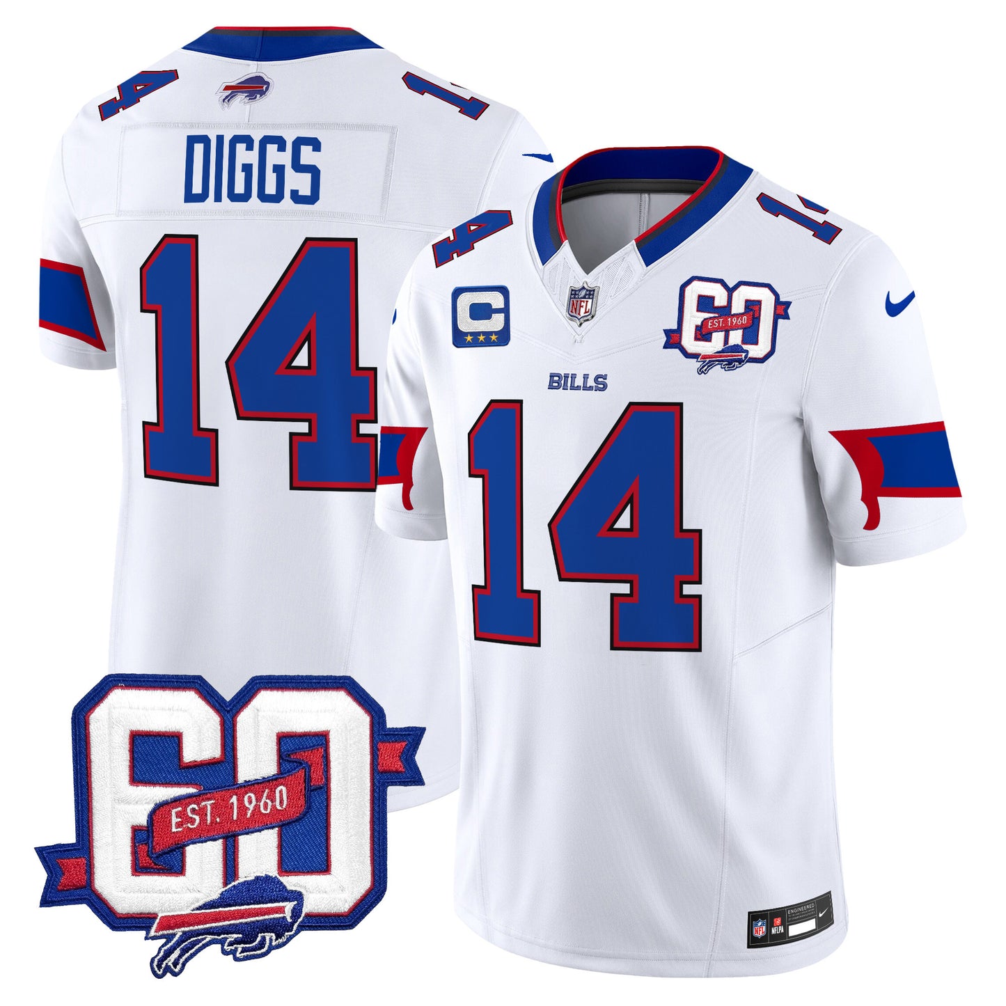 Men's Bills 60th Anniversary Patch Vapor Limited Jersey - All Stitched