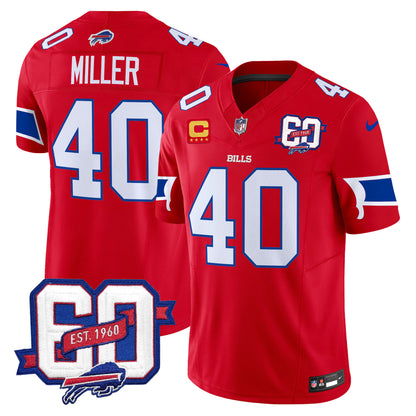 Men's Bills 60th Anniversary Patch Vapor Limited Jersey - All Stitched