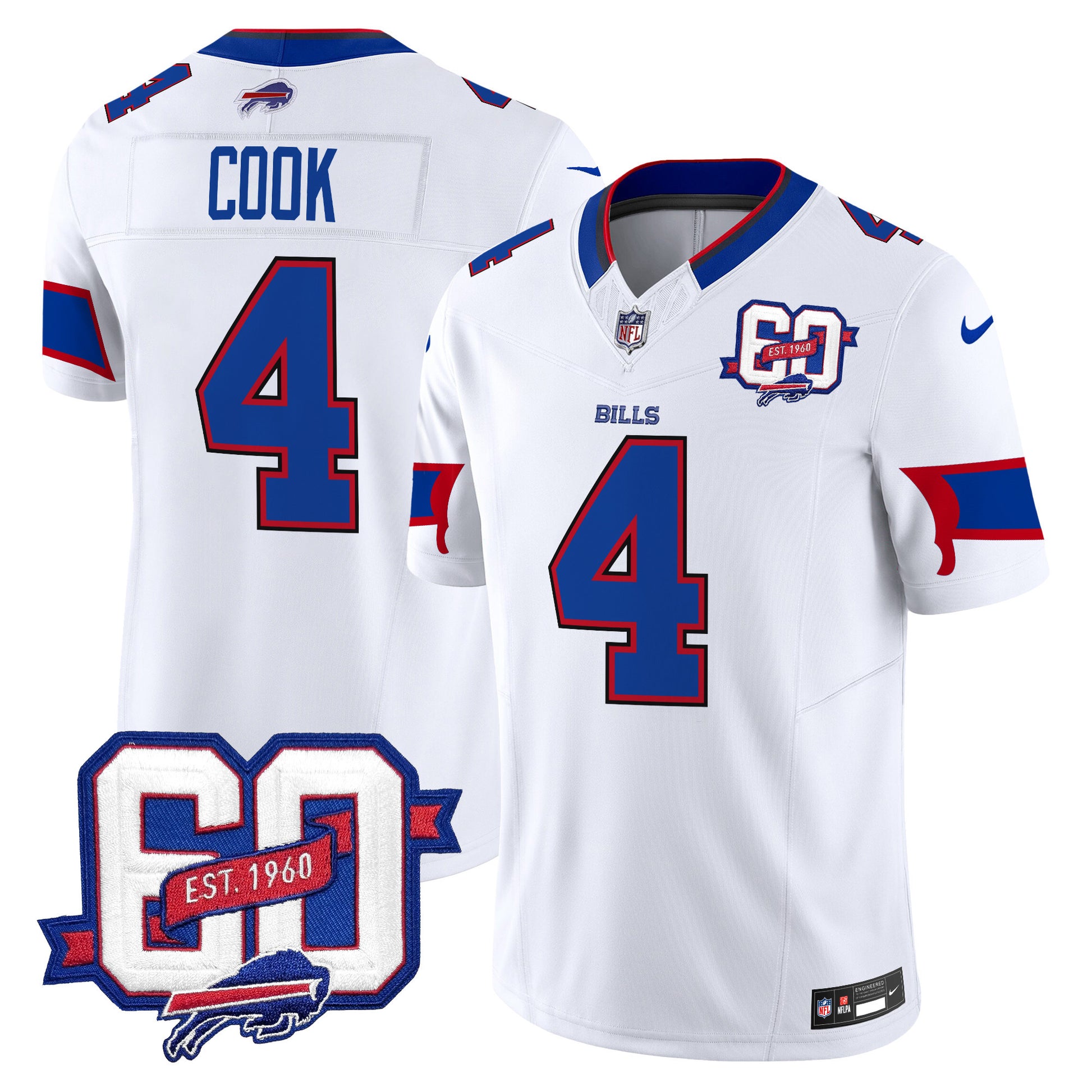 Men's Bills 60th Anniversary Patch Vapor Limited Jersey - All Stitched