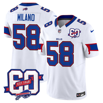 Men's Bills 60th Anniversary Patch Vapor Limited Jersey - All Stitched